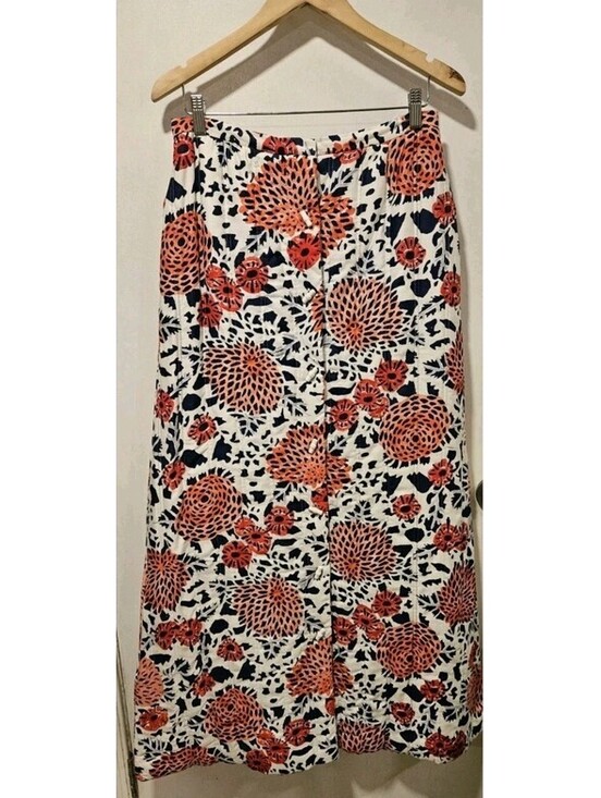 Vera Neumann Dresses & Skirts - Vera Neumann Sz 12 Vintage Maxi Skirt Quilt Floral White Blue Red Toggle Button